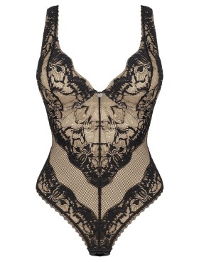 Полупрозрачное боди Obsessive OLVIDIA TEDDY, Цвет: черный, Размеры: XS/S, изображение 4