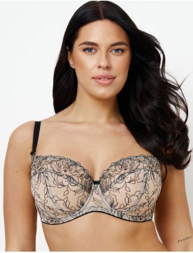 Мягкий бюстгальтер с подкроем Subtille LINDA soft side support, Цвет: бежевый+черный, Размеры: 65L, изображение 3