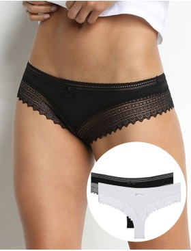 Комплект трусиков Dim SEXY FASHION 042K (2 шт) черный и белый, Цвет: черный/белый, Размеры: S/M