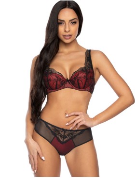 Кружевной бюстгальтер с плотной чашкой MAT PERCY czarno-czerwony M-3530-22, Цвет: черный с красным, Размеры: 65C, изображение 5