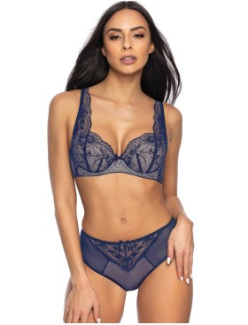 Кружевной бюстгальтер с плотной чашкой MAT PERCY bezowo-granatowy M-3530-22, Цвет: синий с бежевым, Размеры: 70B, изображение 5