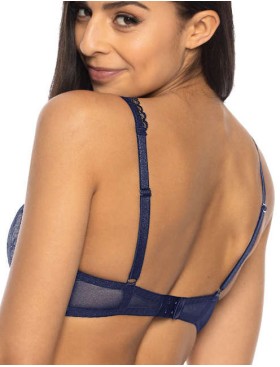 Кружевной бюстгальтер с плотной чашкой MAT PERCY bezowo-granatowy M-3530-22, Цвет: синий с бежевым, Размеры: 70B, изображение 2