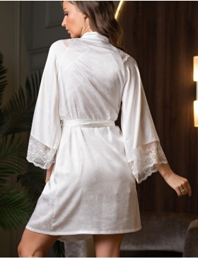 Короткий халат из шелка искусственного Mia-Amore MELANI 7273, Цвет: молочный, Размеры: L/XL, изображение 2