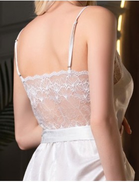 Атласный комбидресс с кружевной спинкой Mia-Amore MELANI 7275, Цвет: молочный, Размеры: M, изображение 5