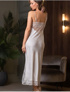 Длинная сорочка атласная Mia-Amore MELANI 7278, Цвет: молочный, Размеры: S, изображение 3