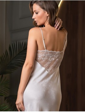 Длинная сорочка атласная Mia-Amore MELANI 7278, Цвет: молочный, Размеры: S, изображение 5