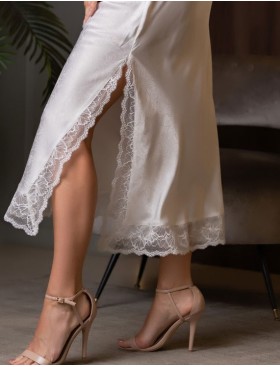 Длинная сорочка атласная Mia-Amore MELANI 7278, Цвет: молочный, Размеры: S, изображение 6
