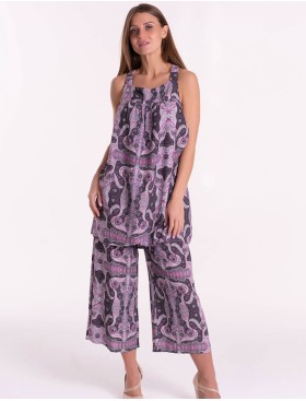 Комплект из вискозы майка туника и штаны кюлоты Mia-Mia ALBA 16507, Цвет: cиреневый, Размеры: S, изображение 4