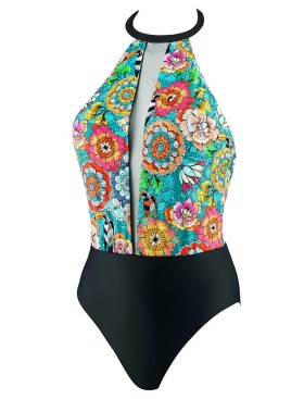 Слитный купальник с оригинальной спинкой UNICONF CBI228 V1 GARDEN OF DELIGHTS, Цвет: голубой/черный, Размеры: S, изображение 5