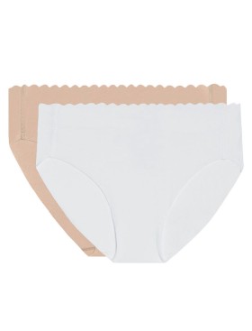 Набор трусов из хлопка Dim BODY TOUCH Cotton 0A6L (2 шт) телесный и белый, Цвет: телесный/белый, Размеры: XXS/XS, изображение 3