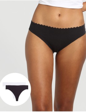 Трусы стринги в наборе (2 шт) хлопок Dim BODY TOUCH Cotton 0A6M черный и белый, Цвет: черный/белый, Размеры: XXS/XS