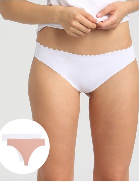Трусы стринги в наборе (2 шт) хлопок Dim BODY TOUCH Cotton 0A6M телесный и белый, Цвет: телесный/белый, Размеры: L/XL
