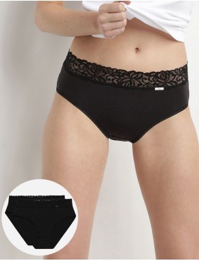Набор трусов из хлопка Dim COTON FEMININE 4A94 (2 шт) черный, Цвет: черный/черный, Размеры: S/M