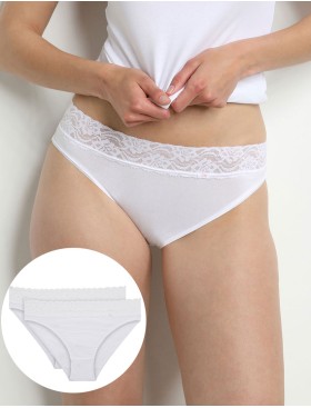 Набор трусов из хлопка Dim COTON FEMININE 4633 (2 шт) белый, Цвет: белый/белый, Размеры: XXS/XS