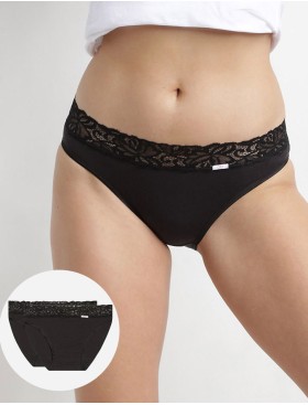 Набор трусов из хлопка Dim COTON FEMININE 4633 (2 шт) черный, Цвет: черный/черный, Размеры: S/M