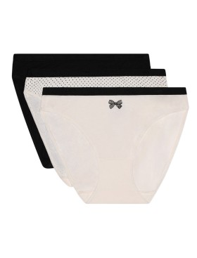 Набор хлопковых трусиков Dim LES POCKETS COTON 4C17 с черным бантом - 3 штуки, Цвет: с черным бантом, Размеры: XXS/XS, изображение 4