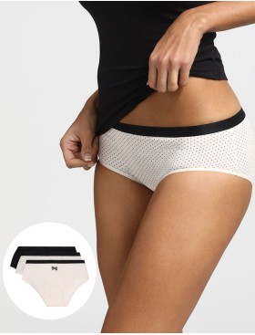 Набор хлопковых трусов брифов Dim LES POCKETS COTON 4C20 с черным бантом - 3 штуки, Цвет: с черным бантом, Размеры: XXS/XS