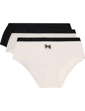 Набор хлопковых трусов брифов Dim LES POCKETS COTON 4C20 с черным бантом - 3 штуки, Цвет: с черным бантом, Размеры: XXS/XS, изображение 3