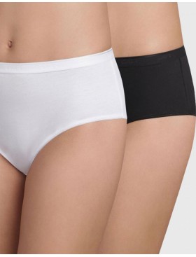 Набор хлопковых трусиков-макси Dim COTTON BIO 4D98 черный и белый, Цвет: черный/белый, Размеры: S/M