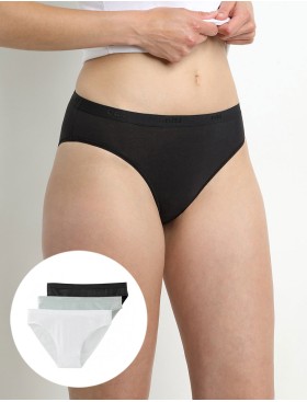 Набор трусов Dim LES POCKETS COTON 4H00/3 черный/белый/серый - 3 штуки, Цвет: черный/белый/серый, Размеры: L/XL