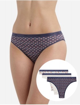 Набор хлопковых стрингов Dim LES POCKETS COTON 4C19 цветочный - 3 штуки, Цвет: цветочный, Размеры: XXS/XS