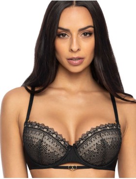 Бюстгальтер балконет пуш-ап MAT MARION bezowo-czarny M-3539-11, Цвет: черный, Размеры: 65D, изображение 3