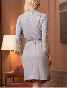 Халат женский трикотажный Mia-Amore CHRISTEL 1903, Цвет: cерый меланж, Размеры: L/XL, изображение 2