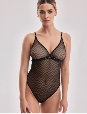 Полупрозрачное боди стринг Alles SONO M/BF BODY черный, Цвет: черный, Размеры: S