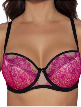 Бюстгальтер полупоролон с розовым кружевом Ava AMBRE 2032 PU pink, Цвет: розовый, Размеры: 90H