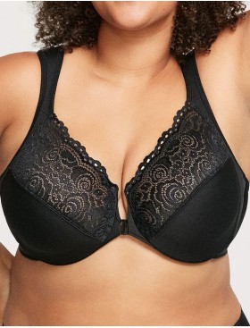 Бюстгальтер с застежкой спереди Glamorise GI1245 черный, Цвет: черный, Размеры: 90F