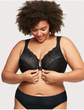 Бюстгальтер с застежкой спереди Glamorise GI1245 черный, Цвет: черный, Размеры: 90F, изображение 3