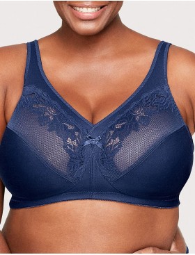 Бескаркасный бюстгальтер минимайзер Glamorise GI1003 темно-синий, Цвет: синий, Размеры: 90C