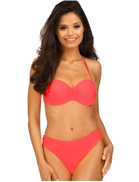 Коралловый купальник с пуш-ап Lorin L2489/3, Цвет: коралл, Размеры: 70D