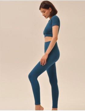 Леггинсы в рубчик MY PA797 electric, Цвет: сине-зеленый, Размеры: S, изображение 2