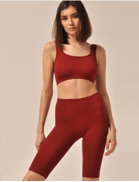 Велосипедки в рубчик MY PA829 sangria, Цвет: темно-красный, Размеры: L