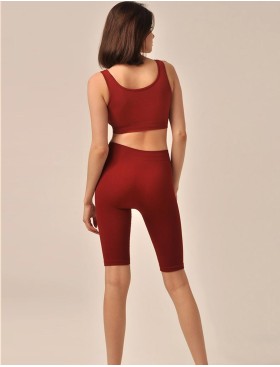 Велосипедки в рубчик MY PA829 sangria, Цвет: темно-красный, Размеры: L, изображение 3