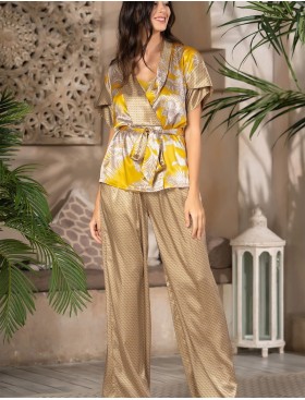 Атласный комплект тройка Mia-Amore AMARA 7228, Цвет: медовый, Размеры: L, изображение 4