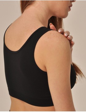 Топ в рубчик на широких бретелях MY BR423 nero, Цвет: черный, Размеры: S, изображение 2