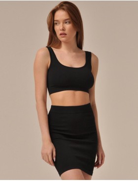 Топ в рубчик на широких бретелях MY BR423 nero, Цвет: черный, Размеры: S, изображение 3