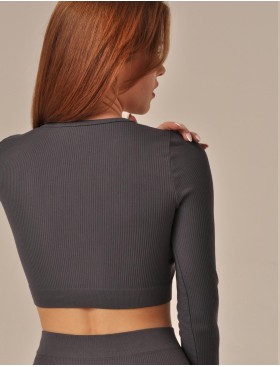 Кроп-топ с длинным рукавом MY MA965 iron, Цвет: графит, Размеры: L, изображение 2