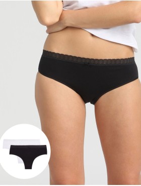 Набор хлопковых трусов Dim ECO 09AK (2 шт) черный и белый, Цвет: черный/белый, Размеры: XXS/XS