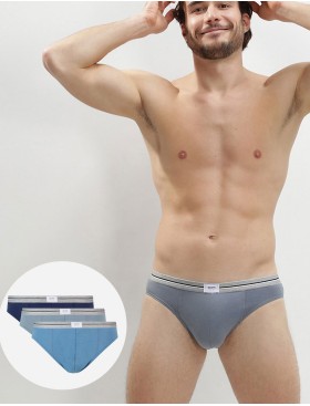 Трусы мужские слипы в наборе (3 шт) Dim 09B8 джинсовый/серый/синий, Цвет: джинсовый/серый/сини, Размеры: L