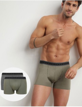 Трусы мужские боксеры набор (2 шт) Dim 0A6C серый/зеленый, Цвет: серый/зеленый, Размеры: M