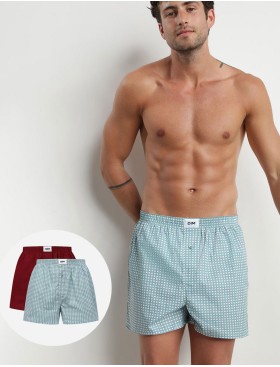 Свободные трусы мужские набор (2 шт) Dim 0ARM клетка/красный, Цвет: клетка/красный, Размеры: S