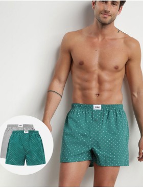 Свободные трусы мужские набор (2 шт) Dim 0ARM зеленый набивной/серый, Цвет: зеленый набивной/сер, Размеры: S