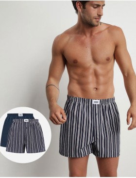 Свободные трусы мужские набор (2 шт) Dim 0ARM полоски/индиго батик, Цвет: полоски/индиго батик, Размеры: S