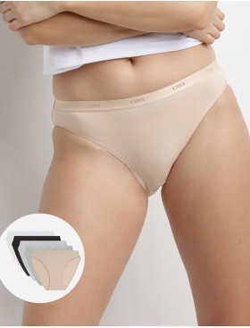 Набор трусов Dim LES POCKETS COTON 4H00/5 черный/телесный/белый/серый - 5 штук, Цвет: черный/телесный/белы, Размеры: S/M