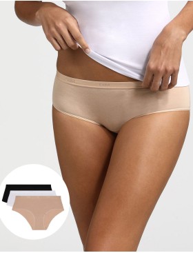 Набор хлопковых трусов Dim LES POCKETS COTON 4H01/3 белый/телесный/черный - 3 штуки, Цвет: белый/телесный/черны, Размеры: XXS/XS