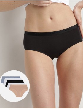 Набор хлопковых трусов Dim LES POCKETS COTON 4H01/5 черный/телесный/белый/серый - 5 штук, Цвет: черный/телесный/белы, Размеры: S/M