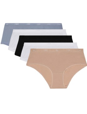 Набор хлопковых трусов Dim LES POCKETS COTON 4H01/5 черный/телесный/белый/серый - 5 штук, Цвет: черный/телесный/белы, Размеры: S/M, изображение 5
